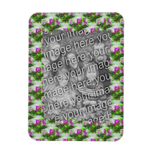 Pretty Violet Flowers Frame Add Your Photo  Magnet