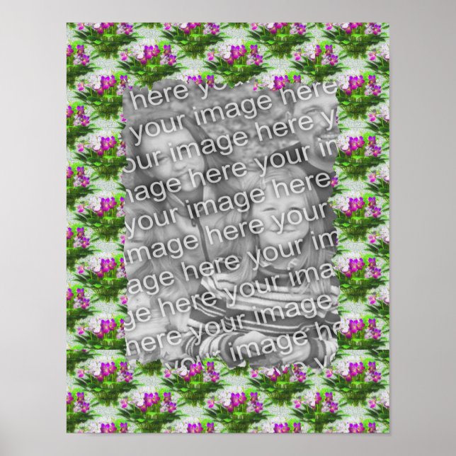 Pretty Violet Flowers Frame Add Your Photo  Poster (Front)
