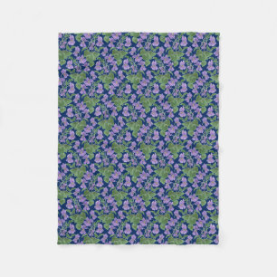 Pretty Violets Custom Fleece Blanket on Navy Blue