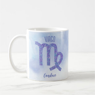 Pretty Virgo Astrology Sign Personalized Purple Coffee Mug