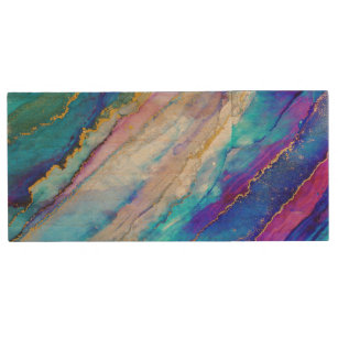 Pretty Watercolor Abstract Colourful  Wood USB Flash Drive