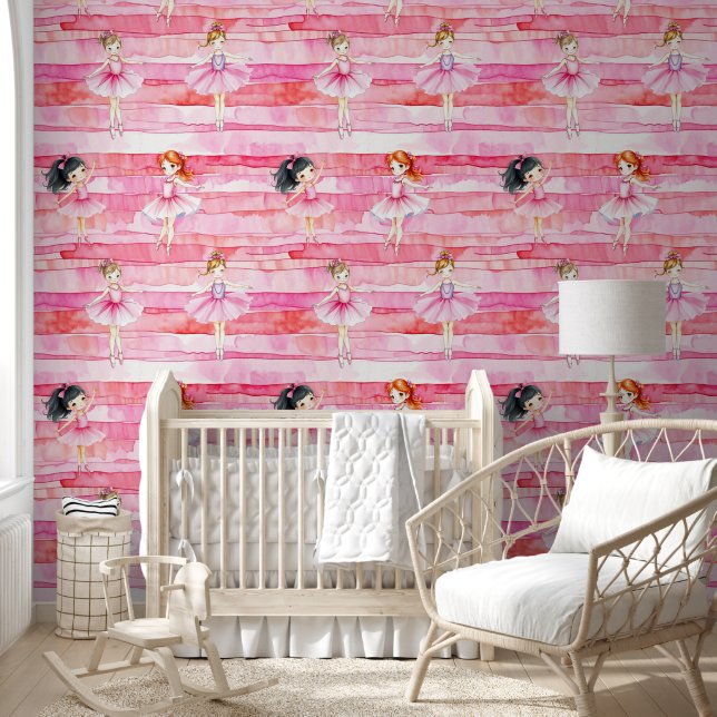 Pretty Watercolor Ballerinas Girl's  Wallpaper (Kids)
