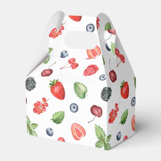 Pretty Watercolor Berry Pattern Favour Box (Front Side)