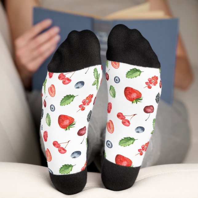 Pretty Watercolor Berry Pattern Socks (Bottom)