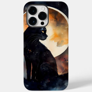 PRETTY WATERCOLOR BLACK CAT WITH A FULL MOON Case-Mate iPhone 14 PRO MAX CASE