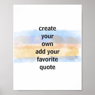 pretty watercolor blue and yellow add a quote poster