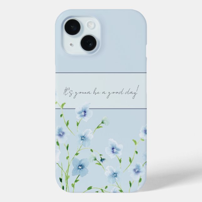 Pretty Watercolor Blue Floral  Case-Mate iPhone Case (Back)