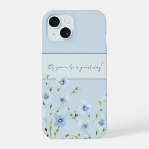 Pretty Watercolor Blue Floral iPhone 15 Case