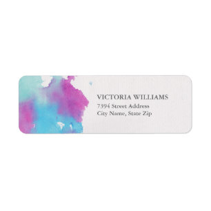 Pretty Watercolor Blue Purple Return Address