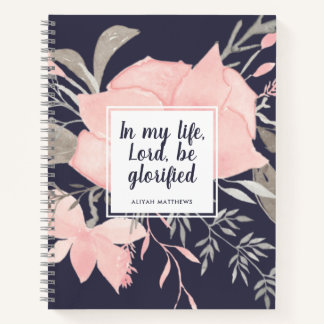 Pretty Watercolor Blush & Navy Floral | Christian Notebook