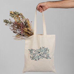 Pretty watercolor branches – turquoise and red tote bag