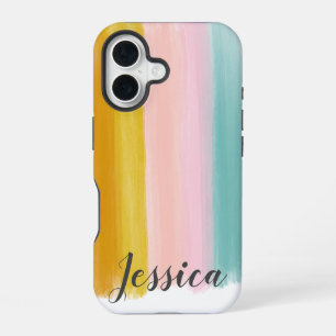 Pretty Watercolor Brush Strokes Design iPhone 16 Case