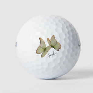 Pretty Watercolor Butterflies in Flight Name Golf Balls