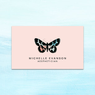 Pretty Watercolor Butterfly Logo Blush Pink Business Card