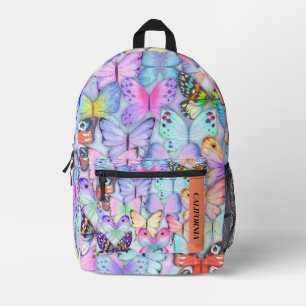 Pretty watercolor butterfly pattern elegant purple printed backpack
