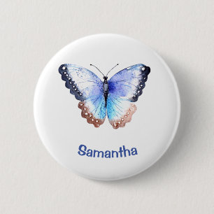 Pretty Watercolor Butterfly with Name 6 Cm Round Badge