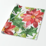 Pretty Watercolor Christmas Poinsettia Floral Wrapping Paper<br><div class="desc">Pretty Watercolor Christmas Poinsettia Floral Wrapping Paper</div>