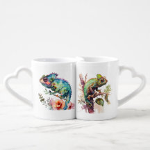 PRETTY WATERCOLOR COLORFUL CHAMELEONS