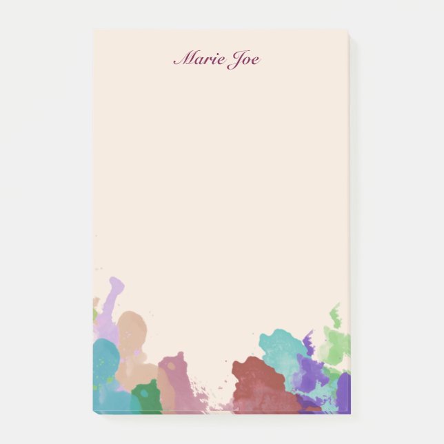 Pretty Watercolor Confetti Splatter Boarder Post-it Notes (Front)