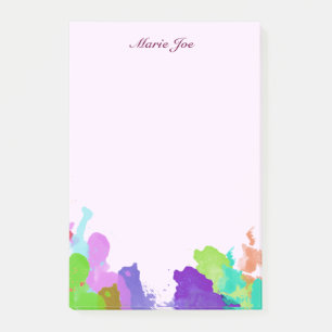 Pretty Watercolor Confetti Splatter Canvas Post-it Notes