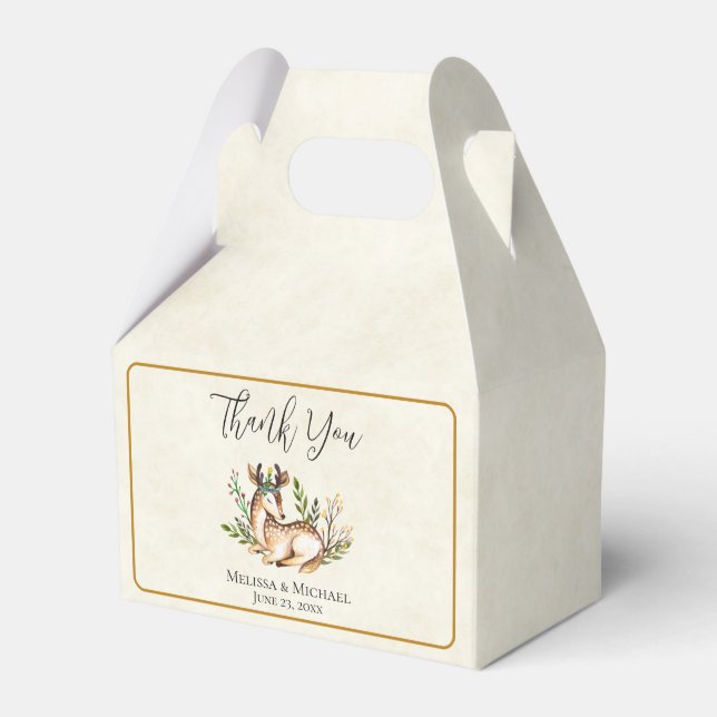  Pretty Watercolor Deer Laying Down Boho Favour Box (Front Side)
