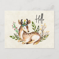 Pretty Watercolor Deer Laying Down Boho