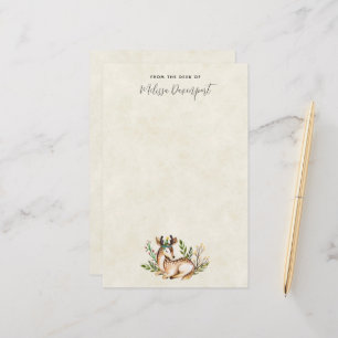 Pretty Watercolor Deer Laying Down Boho Stationery