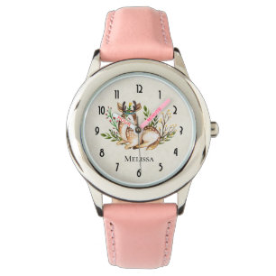 Pretty Watercolor Deer Laying Down Boho Watch