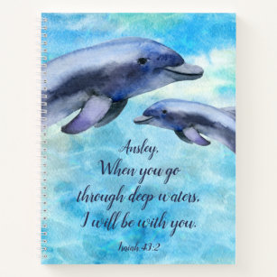 Pretty Watercolor Dolphins Personalised Notebook