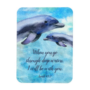 Pretty Watercolor Dolphins   Scripture Magnet