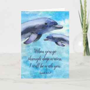 Pretty Watercolor Dolphins   Scripture Verse Card