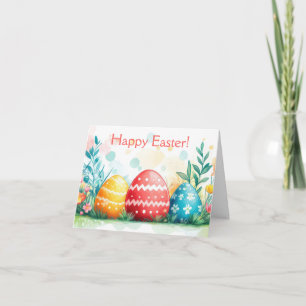 Pretty Watercolor Easter Eggs Holiday Card