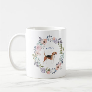 Pretty Watercolor Floral   Beagle Dog Coffee Mug