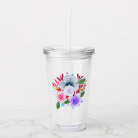 Pretty Watercolor Floral Bouquet Monogram