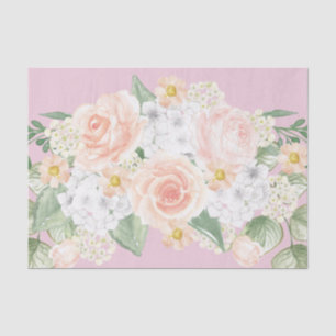 Pretty Watercolor Floral Bouquet Pink Roses Tissue Paper