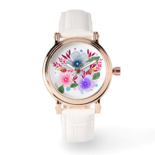 Pretty Watercolor Floral Bouquet Watch