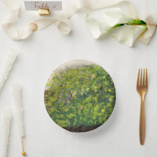 Pretty Watercolor Floral Bush Graphic Art Painting Paper Plate