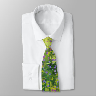 Pretty Watercolor Floral Bush Graphic Art Painting Tie
