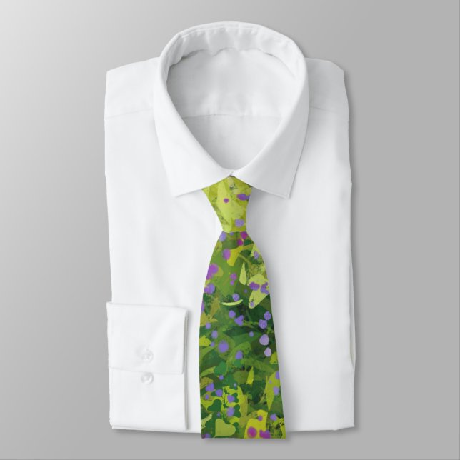 Pretty Watercolor Floral Bush Graphic Art Painting Tie (Tied)
