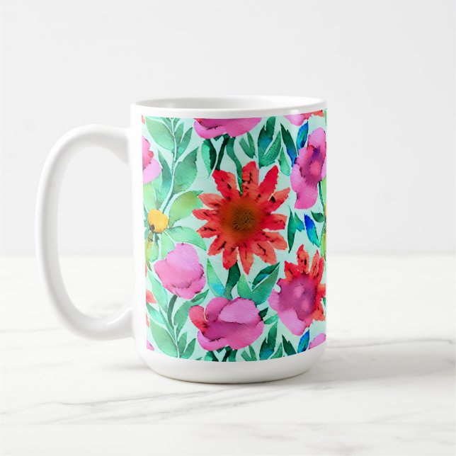 Pretty Watercolor Floral  Coffee Mug (Left)