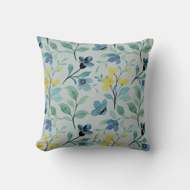 Pretty Watercolor Floral  Cushion (Front)