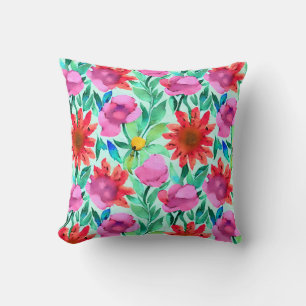 Pretty Watercolor Floral Cushion