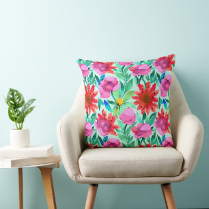 Pretty Watercolor Floral Cushion