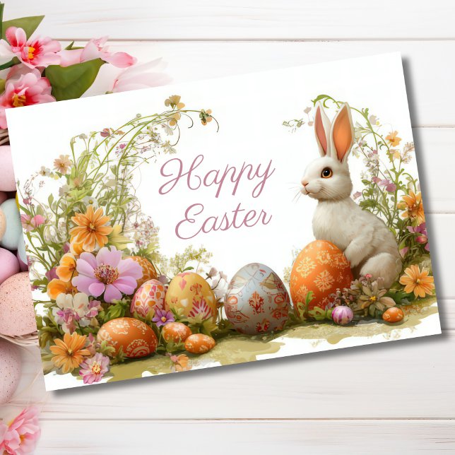 Pretty Watercolor Floral Easter Egg Holiday Card (Creator Uploaded)