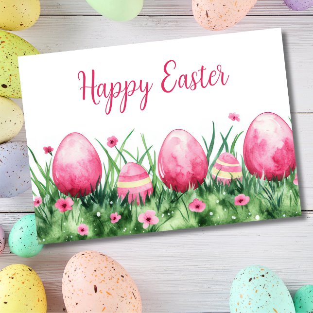Pretty Watercolor Floral Easter Egg Holiday Card (Creator Uploaded)