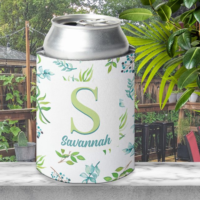 Pretty Watercolor Floral Garden Personalized Can Cooler (Creator Uploaded)