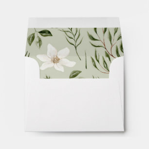 Pretty Watercolor Floral Greenery Gold Pattern Envelope