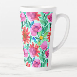 Pretty Watercolor Floral  Latte Mug