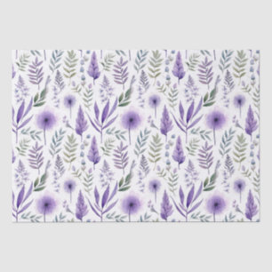 Pretty Watercolor Floral Lavender Purple Botanical Tissue Paper