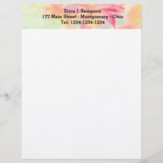 Pretty Watercolor Floral Letterhead